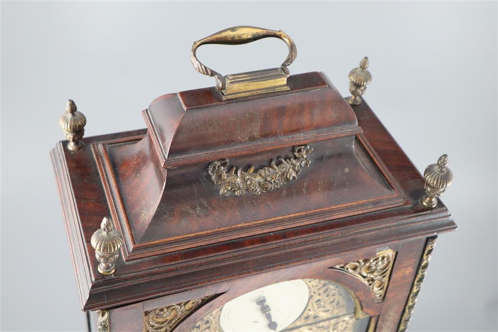 Goodrich of London. A George III ormolu mounted mahogany repeating chiming bracket clock, height 21in.